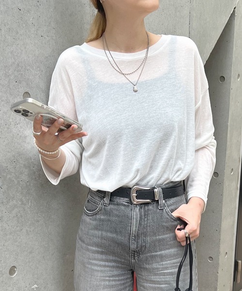 tシャツ 「新色追加」スラブ調ドルマンシアートップス レディース