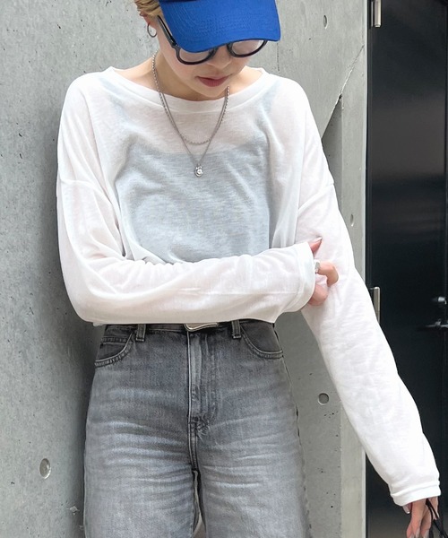 theredthread トップス　白 THEREDTHREAD / ザレッドスレッド】S circle open tops