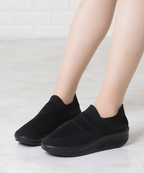 Lace Ladies スニーカー ソリッドカラー 厚底 メッシュ