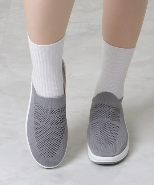 ソフトメッシュスリッポン フラット 韓国系レディース 3色 S4712 Lace Ladies スニーカー ソリッドカラー 厚底 メッシュ