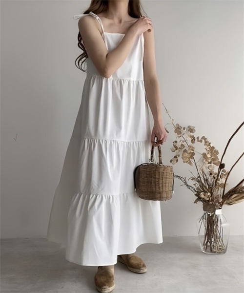 FREE STYLISTS ワンピース 前後2WAY 肩リボンティアードキャミ