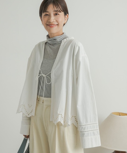 URBAN RESEARCH DOORS tシャツ レース刺繍Vネックカーディガン