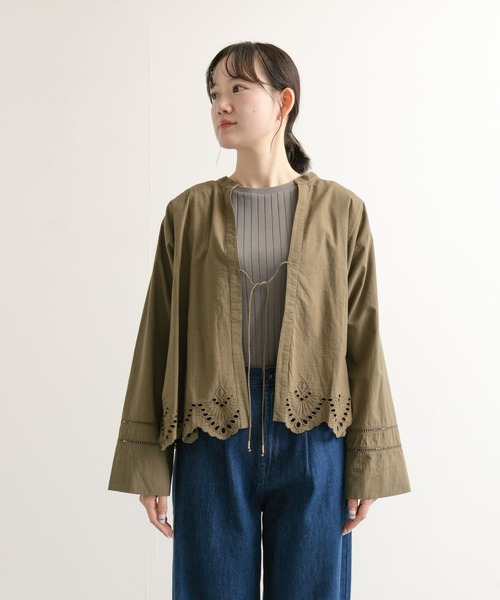 URBAN RESEARCH DOORS tシャツ レース刺繍Vネックカーディガン