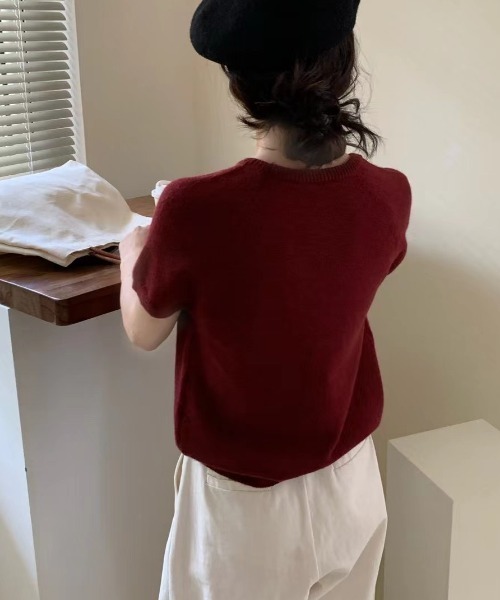 LACーVERT ニット セーター ワンポイントハートニット半袖 レディース