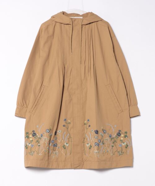 スーパーハッカ　刺繍モッズコート フラワー刺繍ボタン スライバーフードコート（ウールコート）｜SUPER