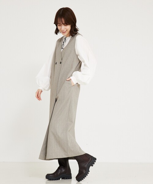 ワンピース レーヨンリネンタック使いワンピース Vlas Blomme