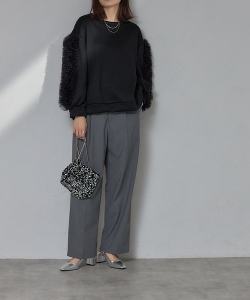 Yuumi ARIA / ユウミアリア | チュールフリル 裏起毛 スウェット トレーナー | 38 | ライトグレー | レディース Yuumi ARIA / ユウミアリア | チュールフリル 裏起毛 スウェット