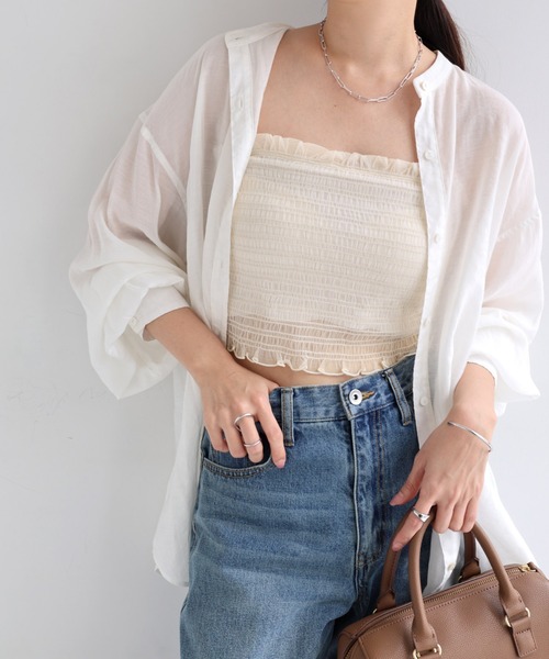 Freesia カップ付き キャミソール カップ付きチュールシャーリング
