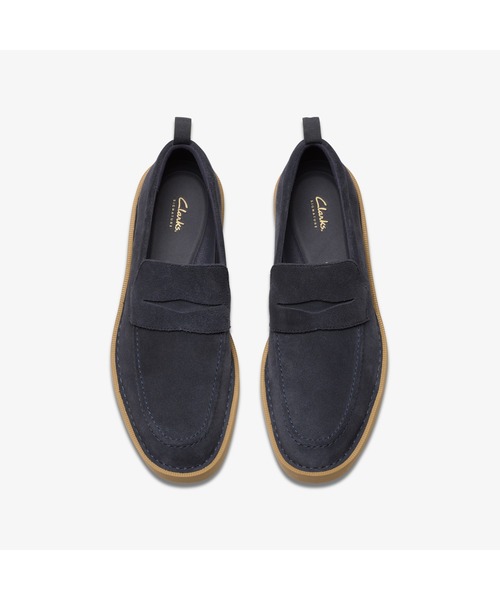 Clarks フラット ネイビー ブルー レザー ローファー スニーカー Clarks メンズローファー（色：ブルー系）｜シューズ