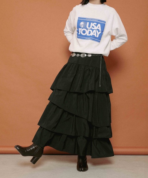 en CAnAF ロング スカート ランダムティアードロングスカート