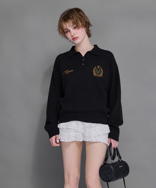 ACLENT（アクレント） ニット セーター エンブレムロゴステッチニット