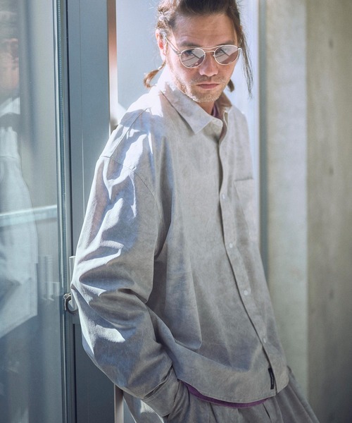 ブラウス シャツ ADAMPATEK/uneven dyeing shirt/ムラ染めプリント長袖シャツ(AP2515002) レディース メンズ ADAM PATEK シャツ ADAMPATEK/uneven dyeing shirt/ムラ染め