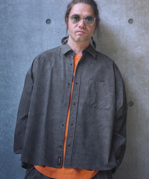 ブラウス シャツ ADAMPATEK/uneven dyeing shirt/ムラ染めプリント長袖シャツ(AP2515002) レディース メンズ ADAM PATEK シャツ ADAMPATEK/uneven dyeing shirt/ムラ染め