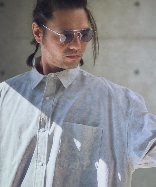 ブラウス シャツ ADAMPATEK/uneven dyeing shirt/ムラ染めプリント長袖シャツ(AP2515002) レディース メンズ ADAM PATEK シャツ ADAMPATEK/uneven dyeing shirt/ムラ染め
