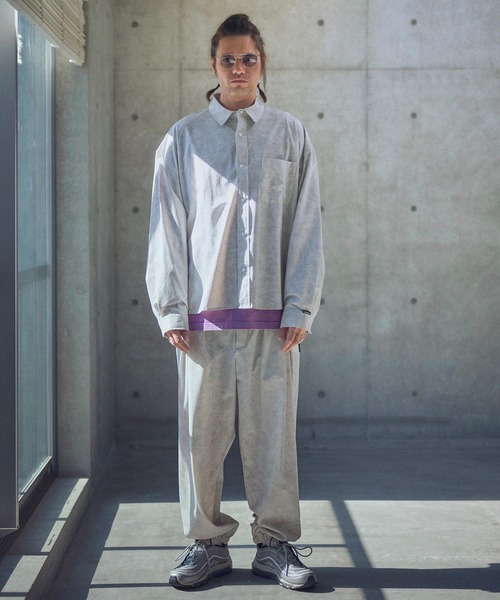 ブラウス シャツ ADAMPATEK/uneven dyeing shirt/ムラ染めプリント長袖シャツ(AP2515002) レディース メンズ ADAM PATEK シャツ ADAMPATEK/uneven dyeing shirt/ムラ染め