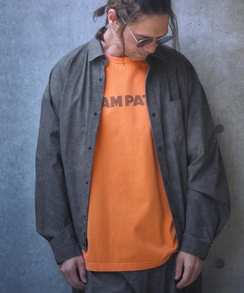 ブラウス シャツ ADAMPATEK/uneven dyeing shirt/ムラ染めプリント長袖シャツ(AP2515002) レディース メンズ ADAM PATEK シャツ ADAMPATEK/uneven dyeing shirt/ムラ染め
