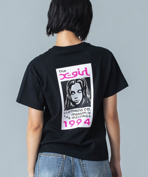 X-girl tシャツ BOX LOGO AND FACE S/S TEE レディース メンズ