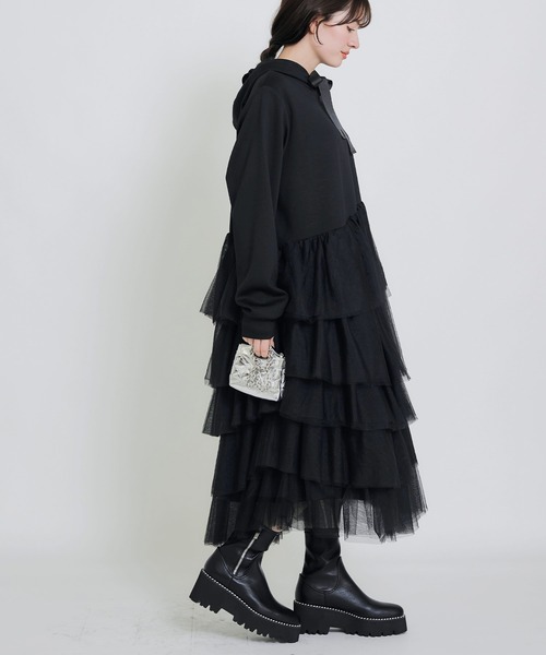 ピッチン　piccin ティアードチュールダンボールワンピース PICCIN PERLA ワンピース ティアードチュールダンボールワンピース