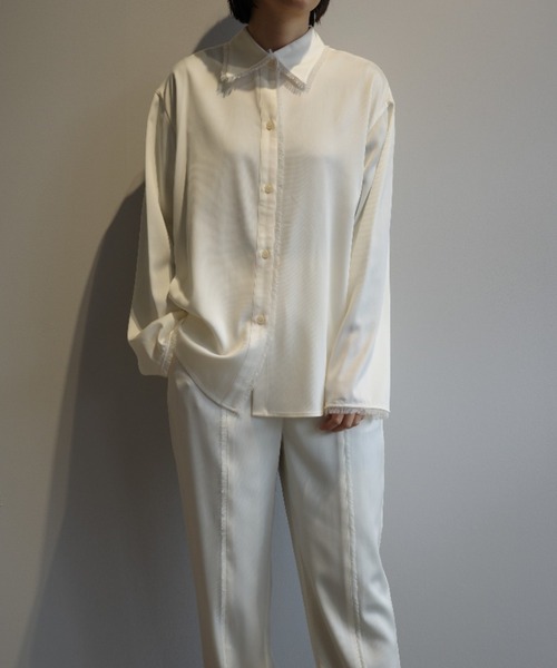 ブラウス シャツ CLANE W FACE FRINGE SHIRTS レディース