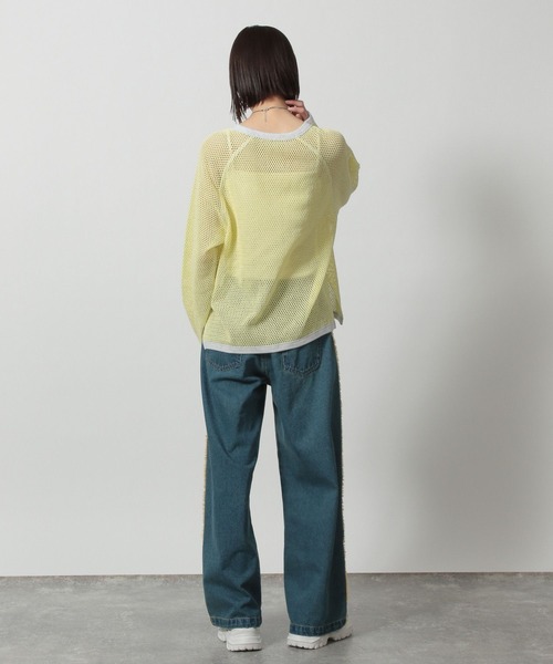tシャツ M2216 ブロックインレイラグランプルオーバー レディース LAKOLE tシャツ ラグランメッシュプルオーバー長袖 / 322600