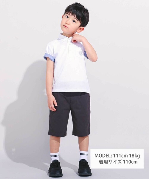 BeBe（ベベ） ポロシャツ カノコエンブレム刺しゅう半袖ポロシャツ(80 