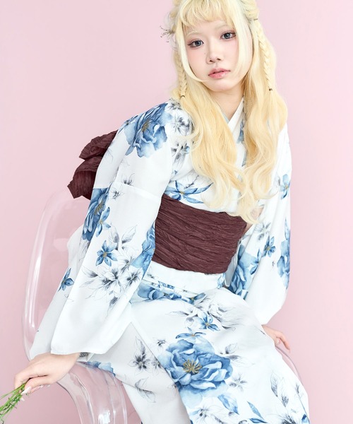 浴衣 「かんたん着付け」ワンピース浴衣3点セット(羽織り・ワンピース・帯)「TN」 レディースの画像