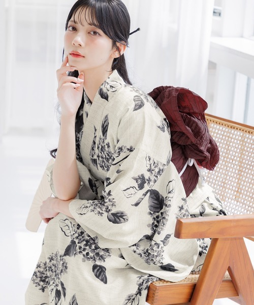 浴衣 「かんたん着付け」ワンピース浴衣3点セット(羽織り・ワンピース・帯)「TN」 レディースの画像