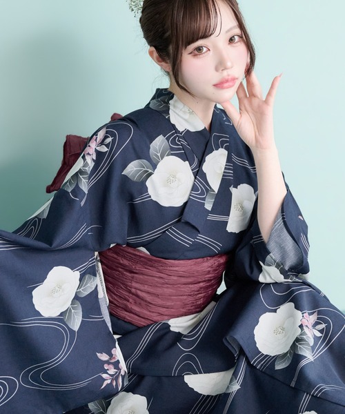 浴衣 「かんたん着付け」ワンピース浴衣3点セット(羽織り・ワンピース・帯)「TN」 レディースの画像