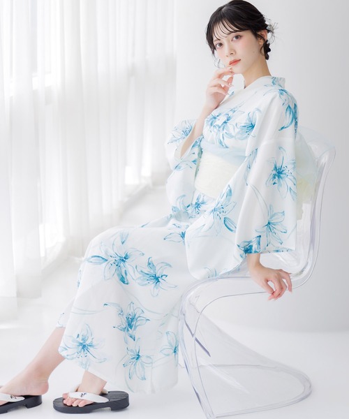 浴衣 「かんたん着付け」ワンピース浴衣3点セット(羽織り・ワンピース・帯)「TN」 レディースの画像