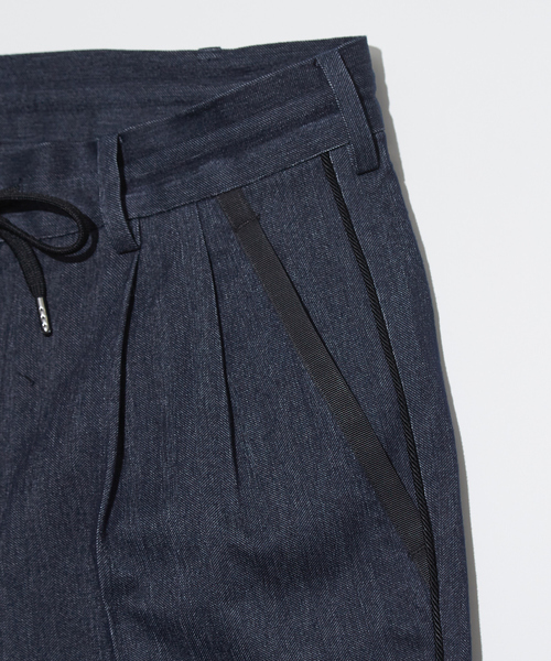 5351プール・オム（5351POUR LES HOMMES）/【デニムライク】シャンブレー スラックス ショートパンツ 5351 POUR LES HOMMES スラックス 「デニムライク」シャンブレー