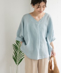 ブラウス シャツ リネンギャザースリーブVネックブラウス レディース｜ZOZOTOWN Yahoo!店