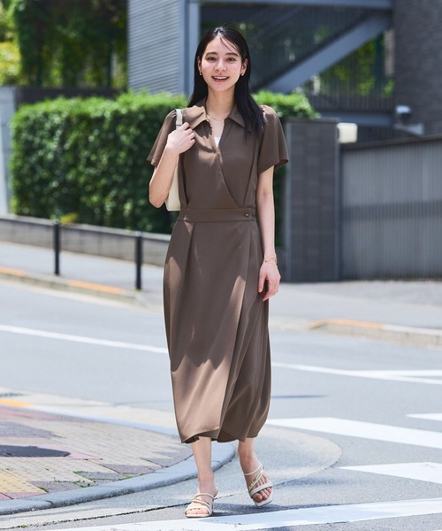 VIS ワンピース 「WEB限定」カシュクールラップワンピース