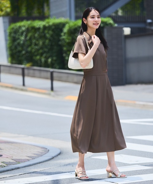 国内配送★セザンヌ ウール綿混 カシュクール ラップ ワンピース 国内配送☆セザンヌ ウール綿混 カシュクール ラップ ワンピース