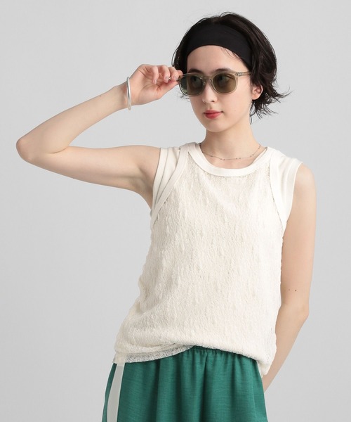 Peaceminusone ノースリーブ　タンクトップ fredy emue タンクトップ ノースリーブ リラックスサテンタンク