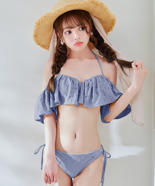 新品未使用 タグ付き Sugar ビキニ sugar nine 水着 ビジューオフショルダーフリルビキニ 2点セット