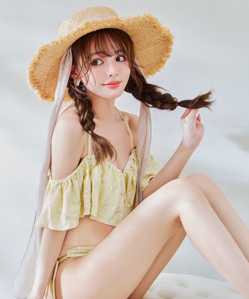 SUGAR ショルダーフリルクロスビキニ 即日発送】【ビキニ】【水着】ショルダーフリルクロスビキニ