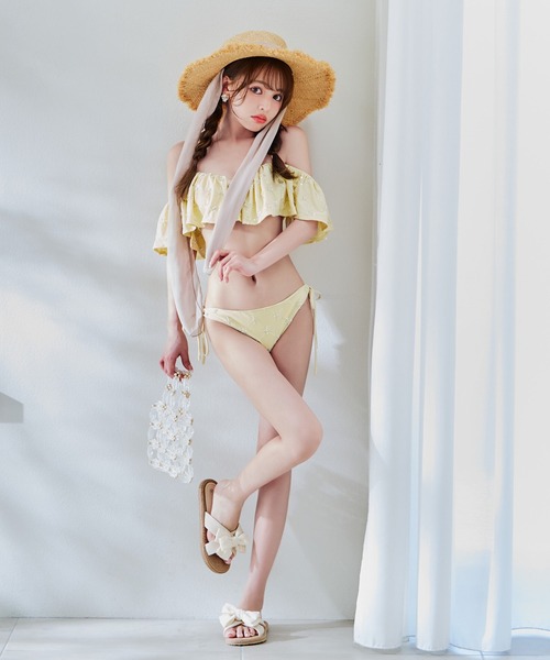 sugar nine 水着 ビジューオフショルダーフリルビキニ 2点セット