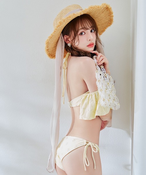 sugar nine 水着 ビジューオフショルダーフリルビキニ 2点セット