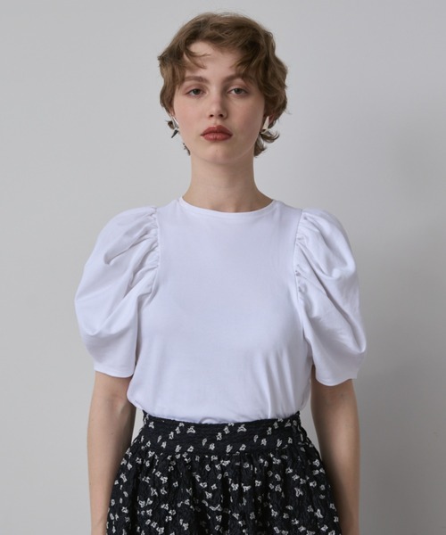 ホワイト パフスリーブ Tシャツ PERNA tシャツ パフスリーブカットソー レディース : ZOZOTOWN
