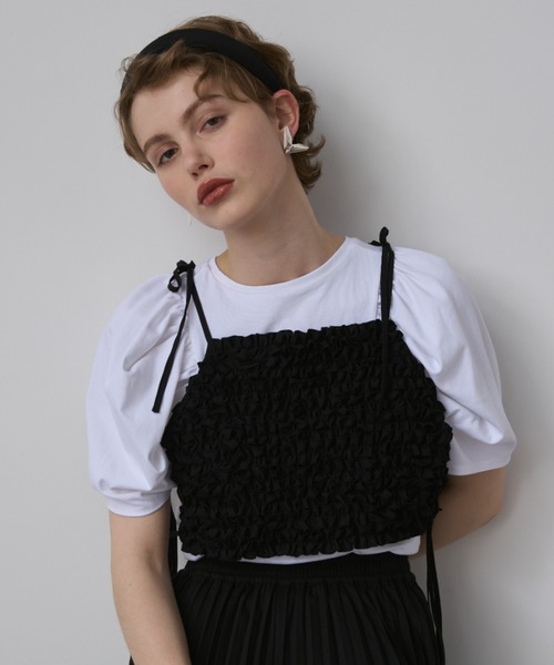 ホワイト パフスリーブ Tシャツ PERNA tシャツ パフスリーブカットソー レディース : ZOZOTOWN