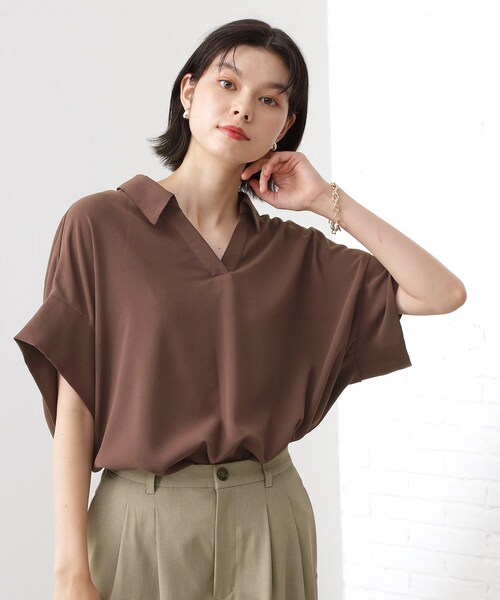 THE SHOP TK ブラウス シャツ 「インしなくても決まる」スキッパー