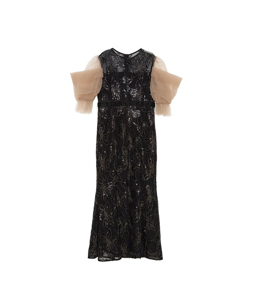 Leja ドレス 「LEJA」スパンコールフラワーリボンチュール