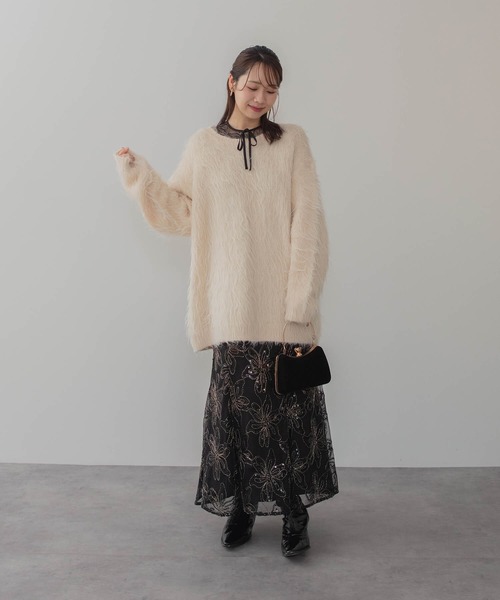 Leja（レジャ） ドレス 「LEJA」スパンコールフラワーリボンチュール