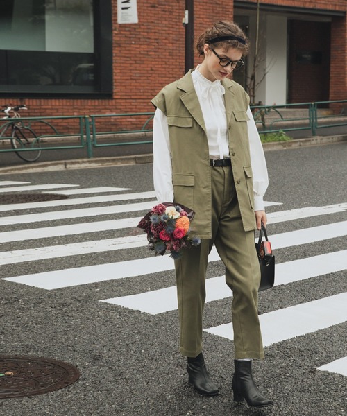 「BONLECILL」 チノパンツ M カーキ レディース