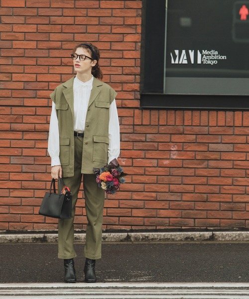「BONLECILL」 チノパンツ M カーキ レディース