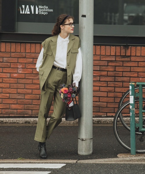 「BONLECILL」 チノパンツ M カーキ レディース