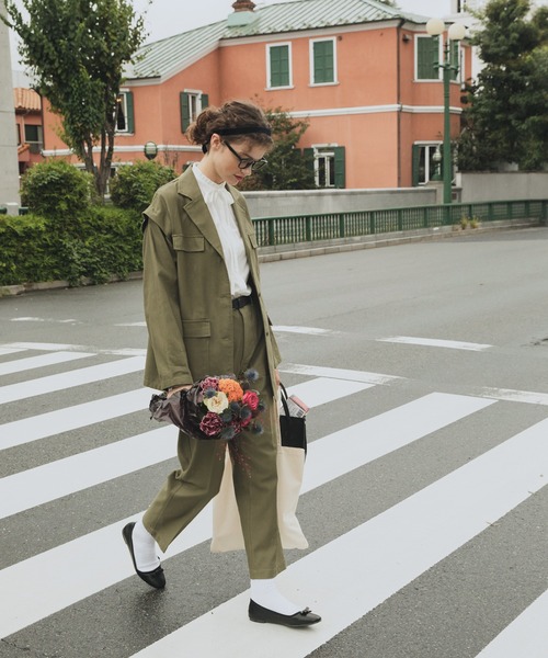 「BONLECILL」 チノパンツ M カーキ レディース