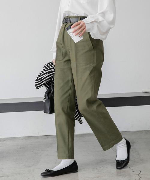 「BONLECILL」 チノパンツ M カーキ レディース