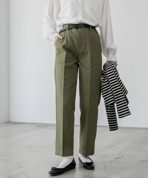 「BONLECILL」 チノパンツ M カーキ レディース