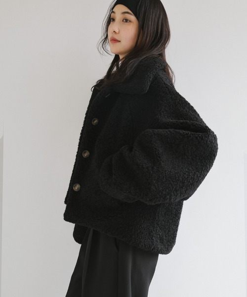 美品✨BASEMENT ベースメントオンライン ボアショートコート ブラック 